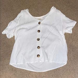 White Short Sleeve Shirt With Buttons